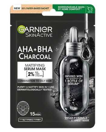 Sort Garnier Skin Active Pure Charcaol Black Algae Purifying & Hydrating Pore Tightning Sheet Mask Stk - Garnier Goodcare  - 3600542097147