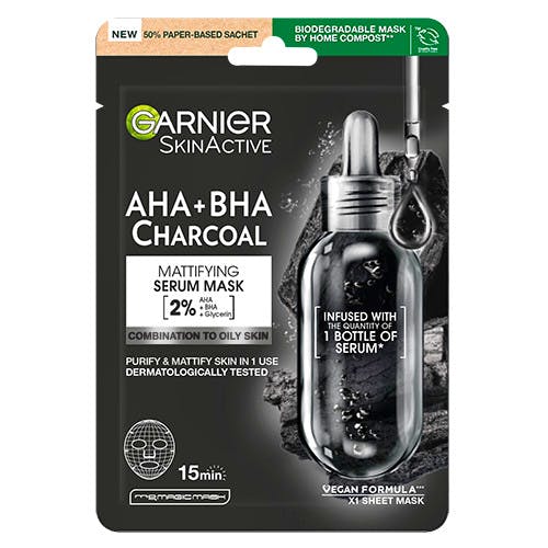 Sort Garnier Skin Active Pure Charcaol Black Algae Purifying & Hydrating Pore Tightning Sheet Mask Stk - Garnier Goodcare - 3600542097147