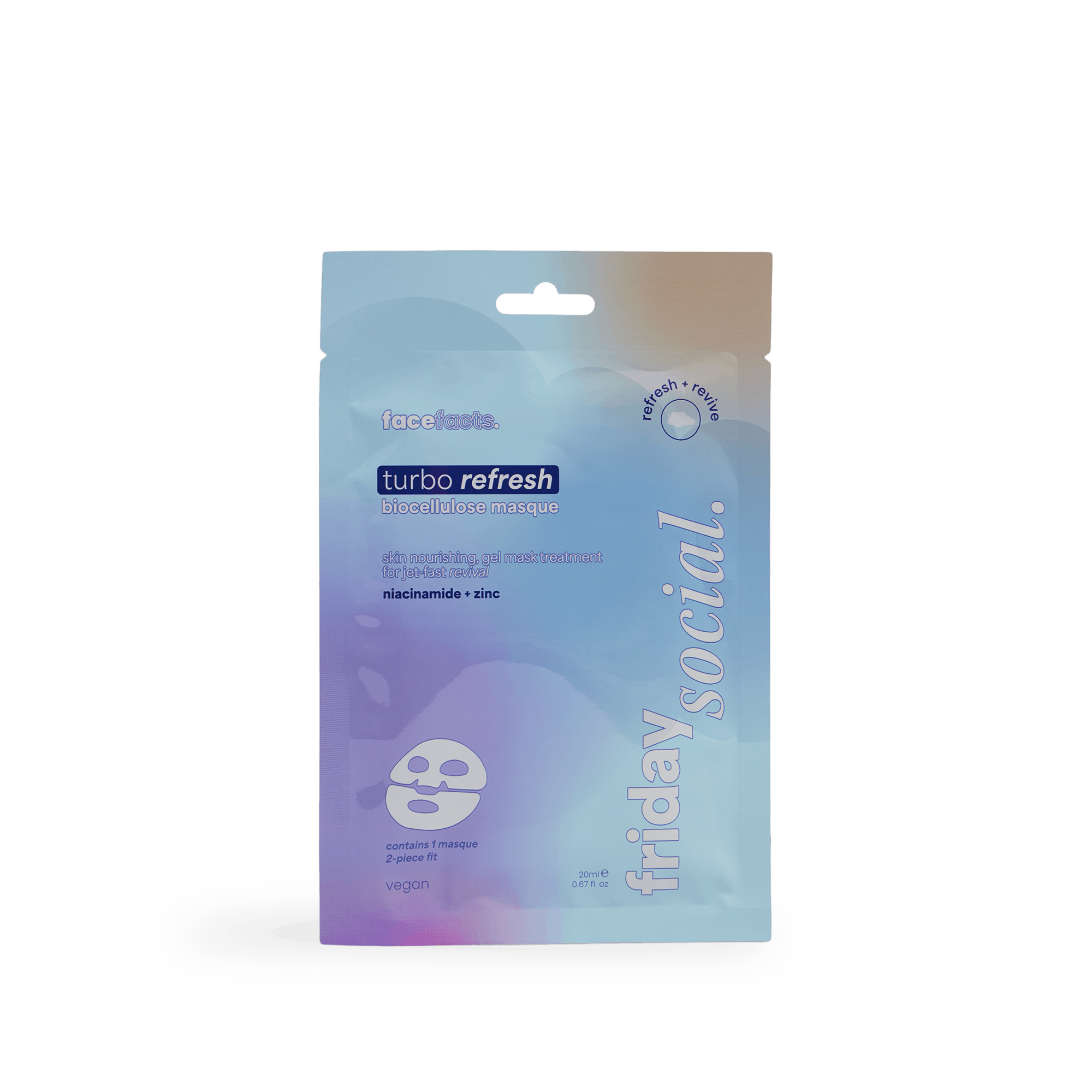 Face Facts Turbo Refresh Biocellulose Masque Niacinamide & Zinc - Face Facts Goodcare - 5031413973488