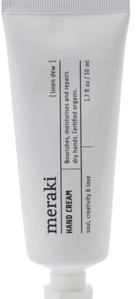 Hvid Håndcreme Meraki Linen Dew Økologisk Cosmos Med Aloe Vera Kakaosmør & Avocadoolie Duft Pebermynte & Patchouli - Meraki Goodcare  - 5707644529571