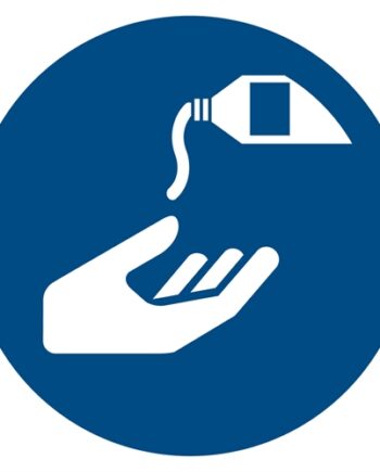 Blå Påbudsskilt Der Indikerer Beskyttende Håndcreme Påbudt Iso 7010 M022 Med Tekst - Goodcare